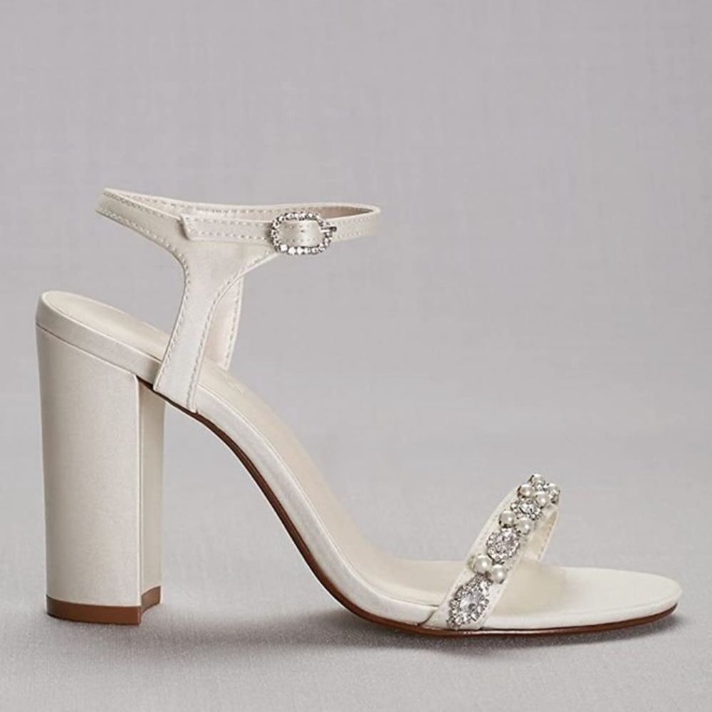 Classy Embellished Satin Block Heels